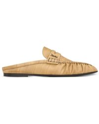 Saint Laurent - Ysl Plaque Ruched Loafers - Lyst