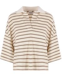 Brunello Cucinelli - Striped-pattern Polo Top - Lyst