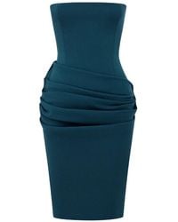 Alex Perry - Strapless Draped Midi Dress - Lyst