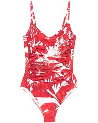 Maryan Mehlhorn - Ruffled Floral-Print Swimsuit - Lyst