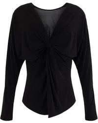 Semicouture - Blouse Met Geknoopt Detail En V-Hals - Lyst