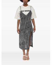 Off-White c/o Virgil Abloh - Tweed-Effect Layered-Design Midi Dress - Lyst