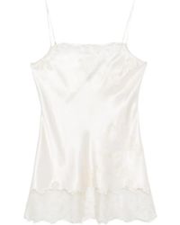 Carine Gilson - Lace-Detail Silk Slip Dress - Lyst