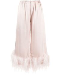 16Arlington - Feather-trimmed Wide-leg Trousers - Lyst