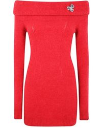 Blumarine - Robe À Épaules Dénudées Ornée D'Une Fleur - Lyst