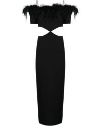 Rasario - Off-the-shoulder Feather Trim Maxi Dress - Lyst