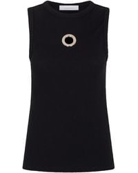 Rabanne - Eyelet-detail ribbed tank top - Lyst