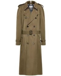 Maison Margiela - Double-Breasted Folded Collar Trench Coat - Lyst