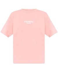 DSquared² - Tops ,Roze ,Katoen T-Shirt Met Gedrukt Logo - Lyst