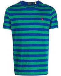 Polo Ralph Lauren - T-shirt rayé à logo brodé - Lyst