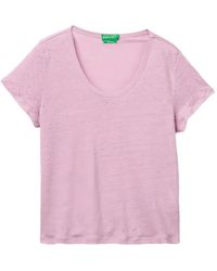 Benetton - Scoop-Neck T-Shirt - Lyst