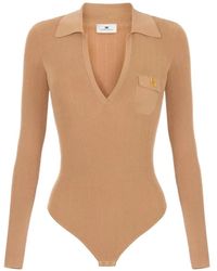 Elisabetta Franchi - Knit Bodysuit With Openwork Embroideries - Lyst