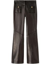 Palm Angels - Mid-Rise Leather Flared Trousers - Lyst