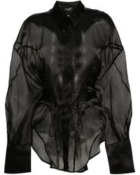Mugler - Lace-up Detailing Silk Shirt - Lyst