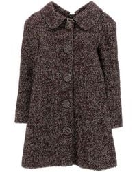 ShuShu/Tong - Herringbone-Pattern Buttoned Coat - Lyst