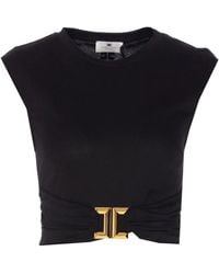 Elisabetta Franchi - Logo-Plaque Sleeveless Top - Lyst