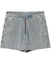Izzue - Denim Shorts Met Borduurwerk En Rits - Lyst