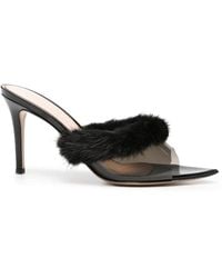 Gianvito Rossi - Plexi Feather-Trim Pointed-Toe Heeled Sandals - Lyst