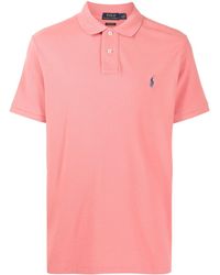 Polo Ralph Lauren Cotton Logo-embroidered Pocket Polo Shirt in Pink for Men  | Lyst