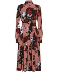 Dolce & Gabbana - Robe en soie mélangée à fleurs - Lyst
