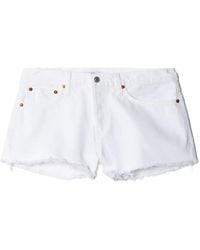 RE/DONE - X Levi's Denim Shorts Met Gerafelde Afwerking - Lyst