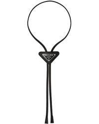 Prada - Triangular Logo-Plaque Leather Bolo Tie - Lyst