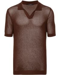 Tagliatore - Crochet-knit Cotton Polo Shirt - Lyst