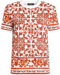 Dolce & Gabbana - Majolica-Print Jersey T-Shirt - Lyst