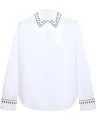 Marni - Poplin Half-Button Shirt With Broderie Anglaise - Lyst