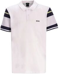 BOSS - Striped-Panel Polo Shirt - Lyst