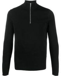 Sandro - Wool Sweater With Zip Collar - Lyst