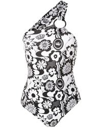 Amir Slama - Floral-Print One-Shoulder Swimsuit - Lyst