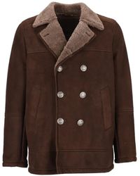 Volfagli - Double-Breasted Shearling Coat - Lyst
