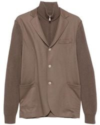 Eleventy - Ribbed-Knit Sleeve Layered-Style Jacket - Lyst