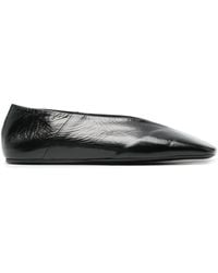 Jil Sander - Square-toe Leather Ballerina Shoes - Lyst