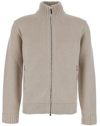 Kangra - Zip-Up Ribbed-Trim Cardigan - Lyst
