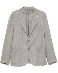 Luigi Bianchi - Herringbone-Pattern Single-Breasted Blazer - Lyst