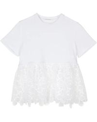 Cecilie Bahnsen - Conni Lace-Panel T-Shirt - Lyst
