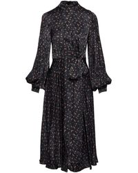 Nissa - Midi-Jurk Met Print En Strikdetail - Lyst