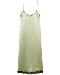 Twinset - Midi Froissé Satin And Lace Dress - Lyst