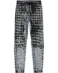 DIESEL - Elastische Broek Met Pied-De-Poule Print - Lyst