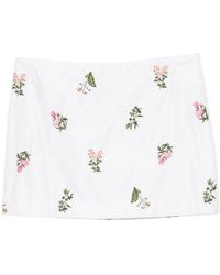 Cynthia Rowley - Floral-Embroidered Cotton Mini Skirt - Lyst