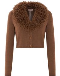 Twinset - Faux-Fur Collar Cardigan - Lyst