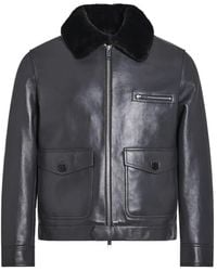 Yves Salomon - Shearling-Collar Leather Jacket - Lyst
