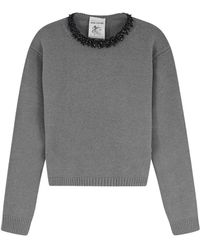 Semicouture - Denny Bead-Embellished Knitted Sweater - Lyst
