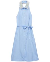 Prada - Embroidered Poplin Shirt Dress - Lyst