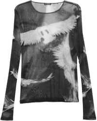 Ann Demeulemeester - T-Shirt Met Mesh Grafische Print - Lyst