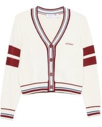Off-White c/o Virgil Abloh - Striped-Trim Cropped Cardigan - Lyst