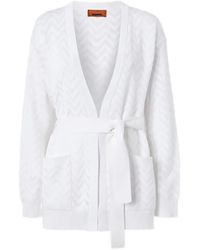 Missoni - Chevron Cotton And Viscose Cardigan With Belt - Lyst