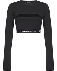 Off-White c/o Virgil Abloh - Zwarte Crewneck Lange Mouw Top - Lyst